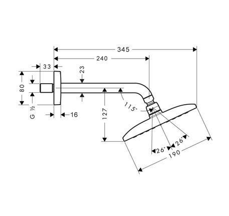 Sen đầu gắn tường Raindance E 360 589.30.872